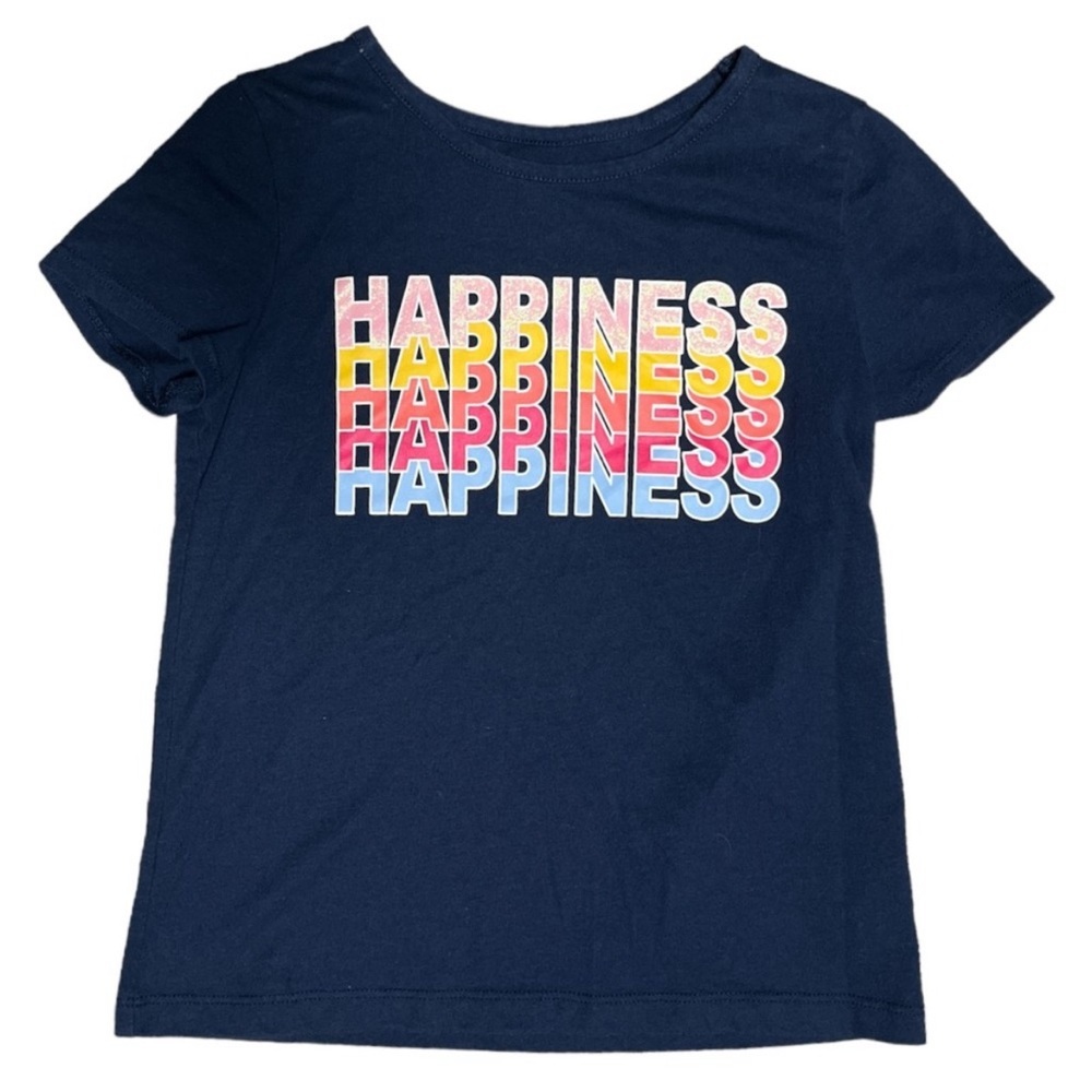 365 Kids From Garanimals Girls Happiness Shirt
Size 6 Navy Blue Short Sleeve